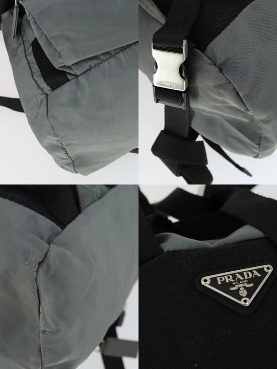 PRADA Backpack Nylon Gray Silver Auth BA10134
